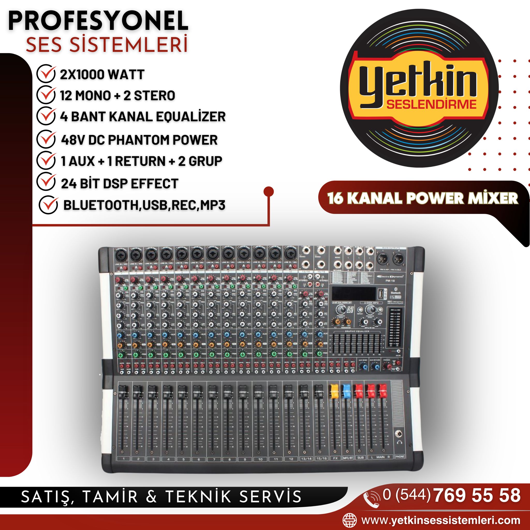 16 KANAL POWER MİXER