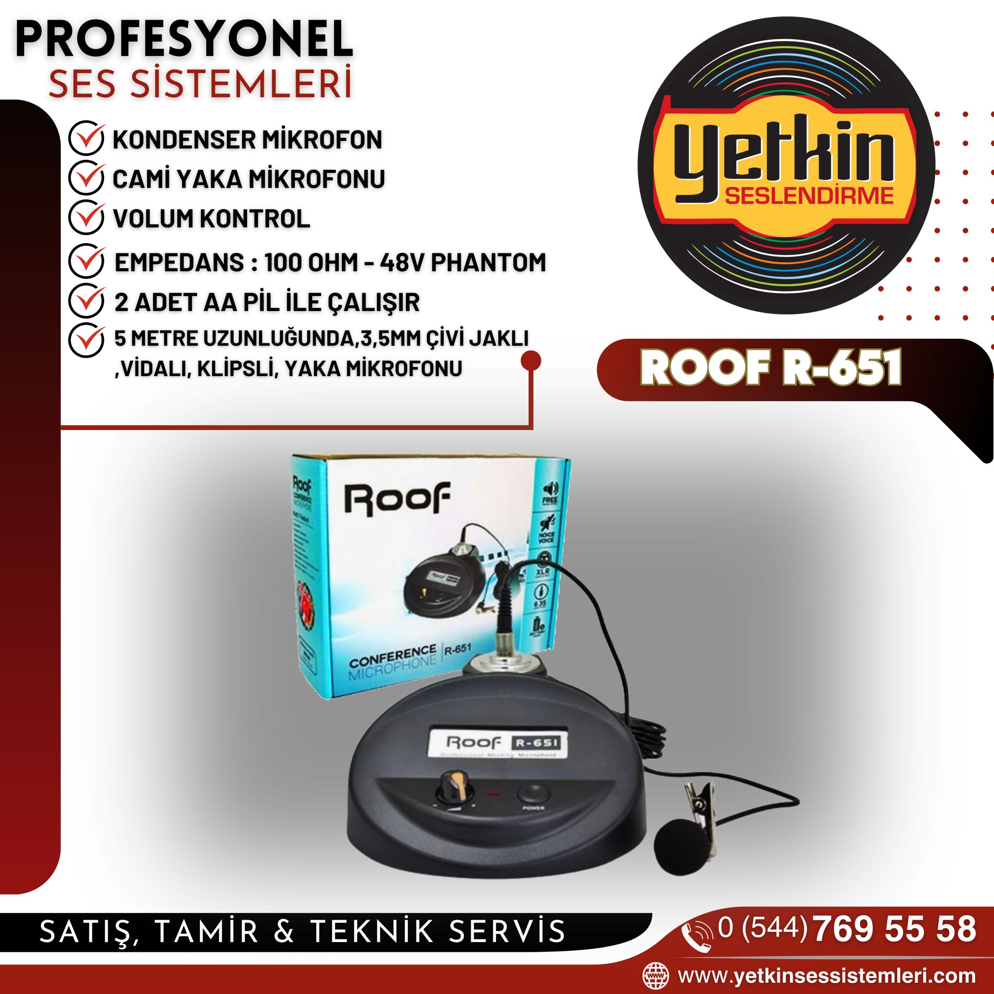 Roof R-651 Camii Yaka Mikrofonu