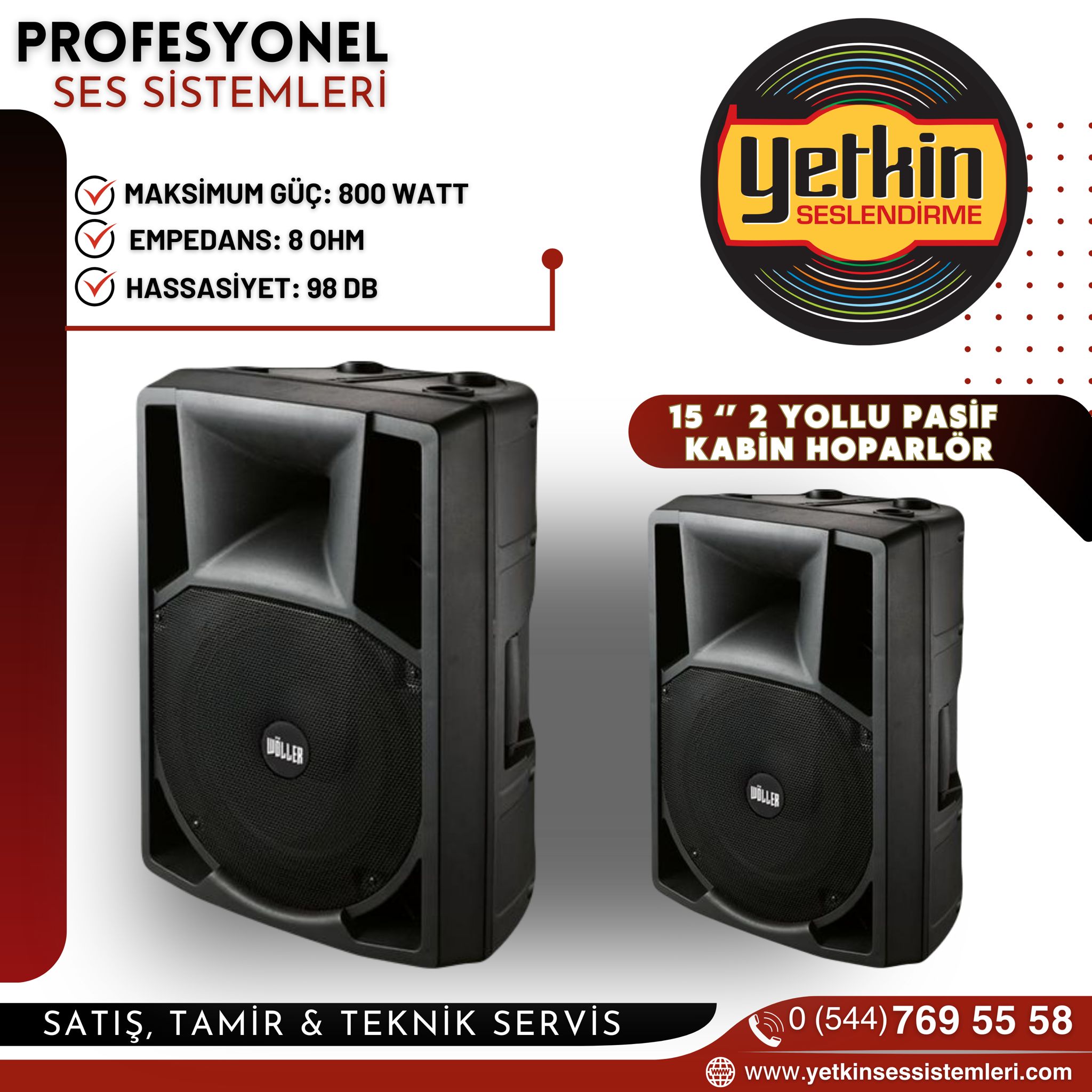 15” 2 YOLLU PASİF KABİN HOPARLÖR